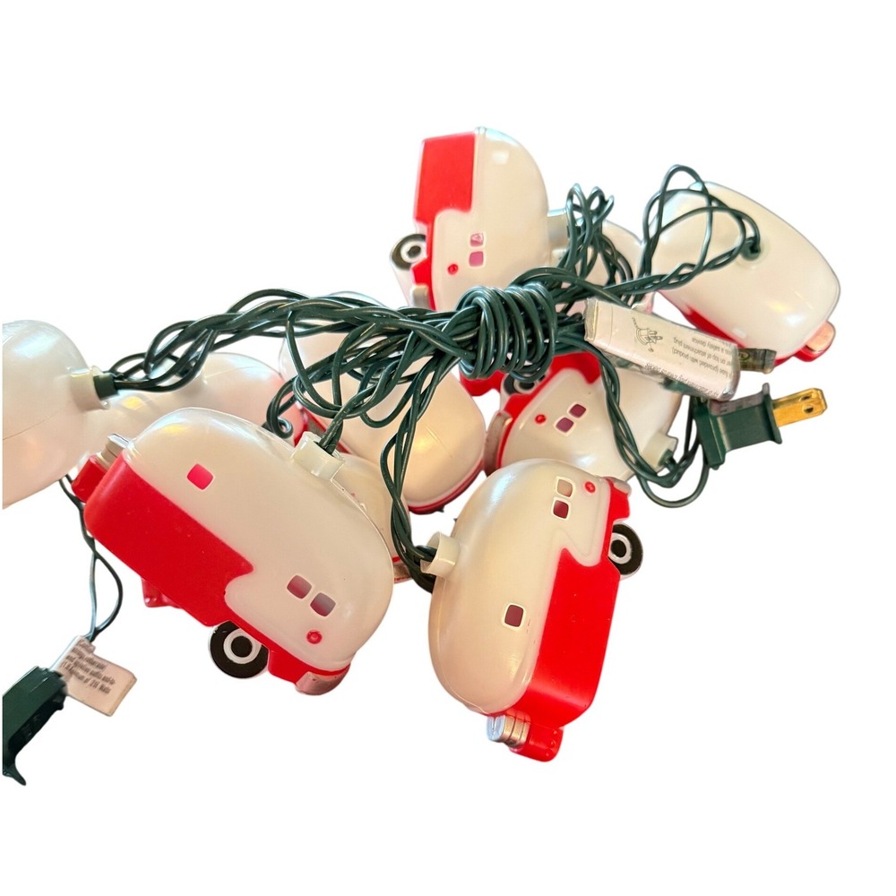 Camper Trailer String Lights Red White RV Retro Glamping Decor Awning 10 Lights